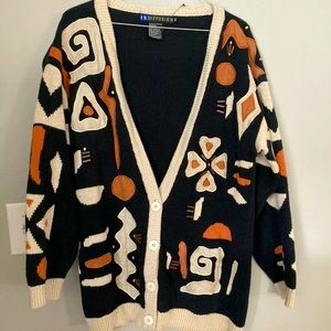 Vintage IB Diffusion Knit Cardigan Rare Design 90s fashion Runs Big Size XS